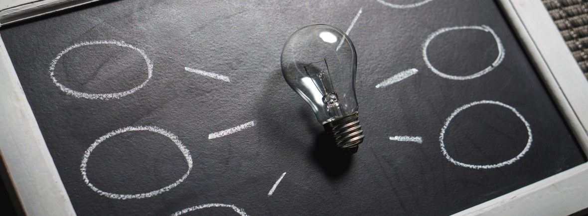 Lightbulb on chalkboard